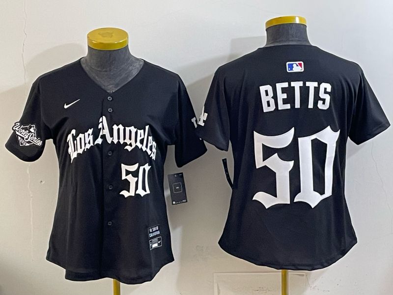 Women Los Angeles Dodgers #50 Betts Black 5th Jointly Name 2026 Nike MLB Jersey style 03->women mlb jersey->Women Jersey